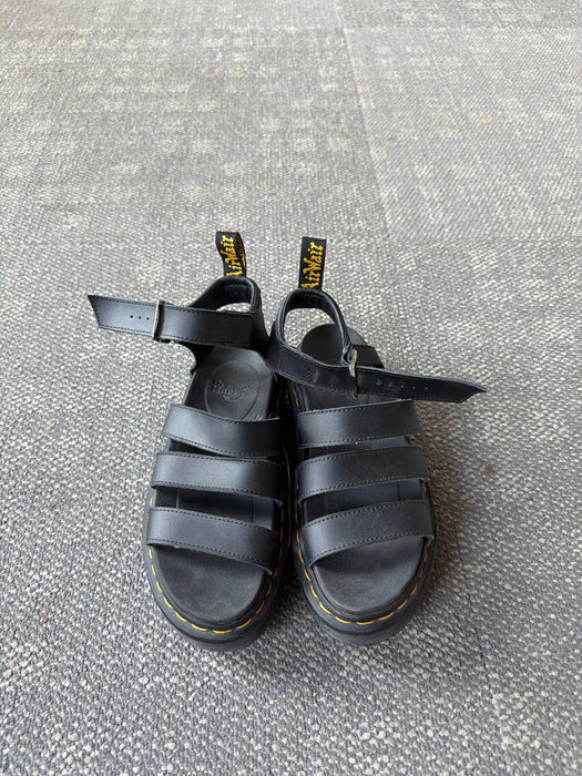 Dr Marten Shoe Size 7 Black Leather Platform Ankle Strap Sandals