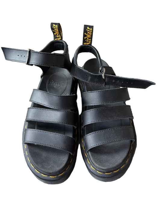 Dr Marten Shoe Size 7 Black Leather Platform Ankle Strap Sandals