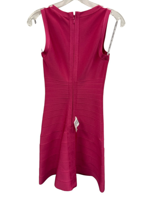 Herve Leger Size S Hot pink Rayon & Spandex Sleeveless Bandage Flare Hem Dress Hot pink / S