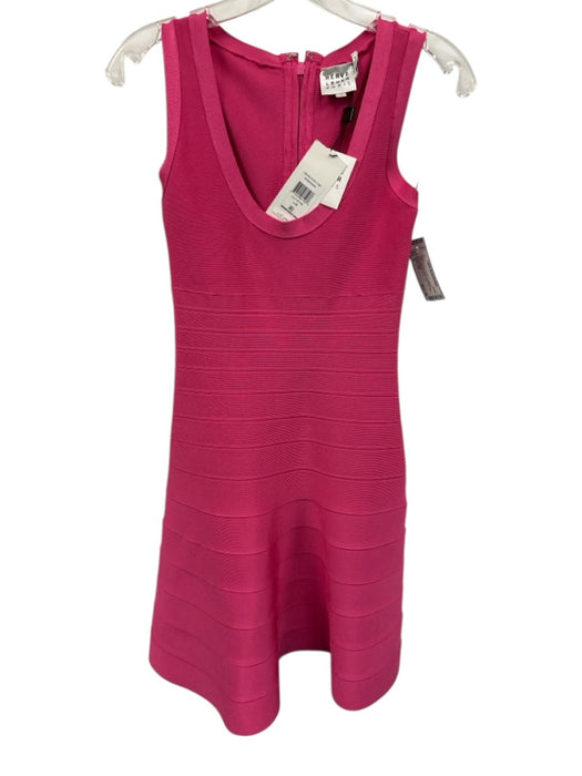 Herve Leger Size S Hot pink Rayon & Spandex Sleeveless Bandage Flare Hem Dress Hot pink / S
