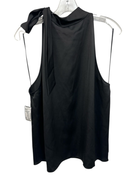 Theory Size XL Black Polyester Satin Sleeveless Tank Neck Tie Top Black / XL