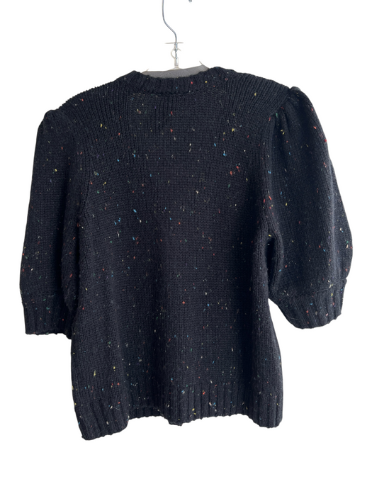 Rails Size M Black Wool Blend Button Up Speckled 1/2 Puff Sleeve Sweater Black / M