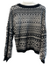 Alice + Olivia Size S Black & White Wool Crew Neck Long Sleeve Abstract Sweater Black & White / S