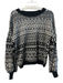 Alice + Olivia Size S Black & White Wool Crew Neck Long Sleeve Abstract Sweater Black & White / S