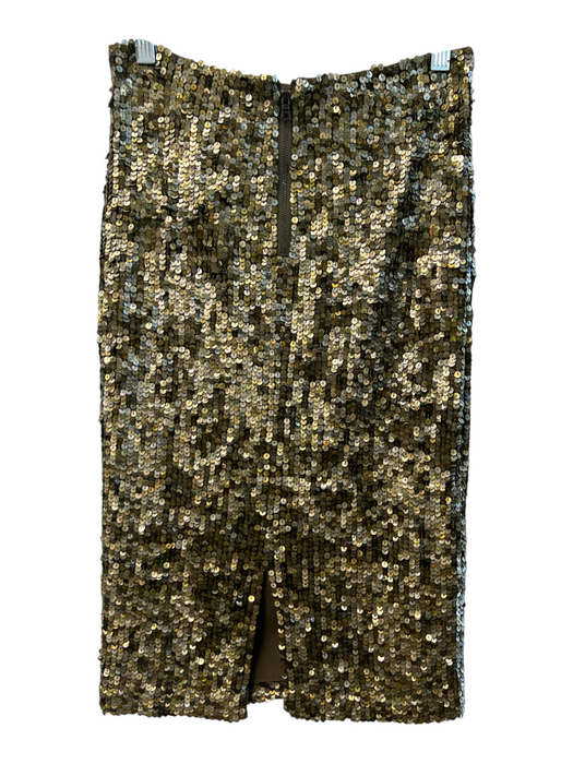 Alice + Olivia Size 4 Green Polyester Sequin Back Zip Below Knee Skirt Green / 4