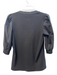 Veronica Beard Size M Black Cotton Ribbed Half Button Short Puff Sleeve Top Black / M