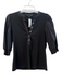 Veronica Beard Size M Black Cotton Ribbed Half Button Short Puff Sleeve Top Black / M