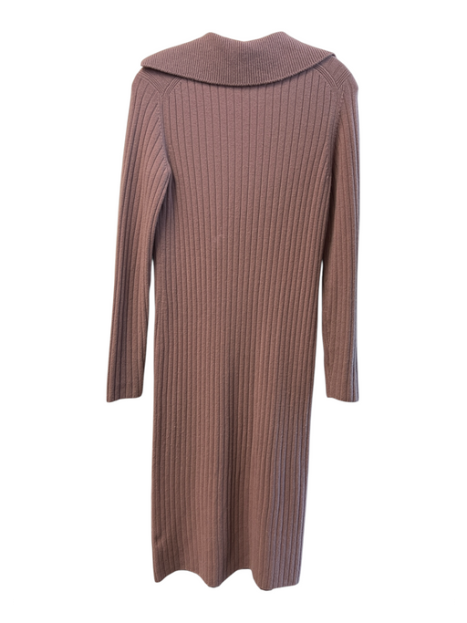 Vince Size S Mauve Wool & Cashmere V Neck Collared Long Sleeve Ribbed Knit Dress Mauve / S
