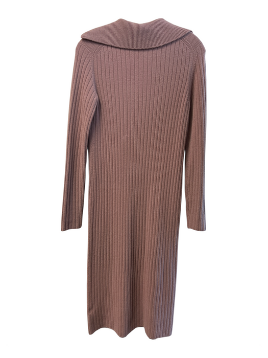 Vince Size S Mauve Wool & Cashmere V Neck Collared Long Sleeve Ribbed Knit Dress Mauve / S