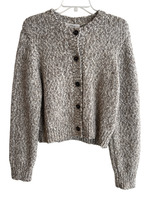 Frame Size M Brown & Cream Wool Blend Knit Button Front Long Sleeve Sweater Brown & Cream / M