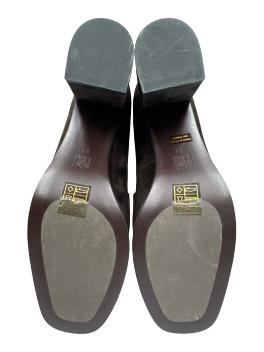 Bibi Lou Shoe Size 37 Brown Leather Suede Gold Horsebit Block Heel Pumps Brown / 37