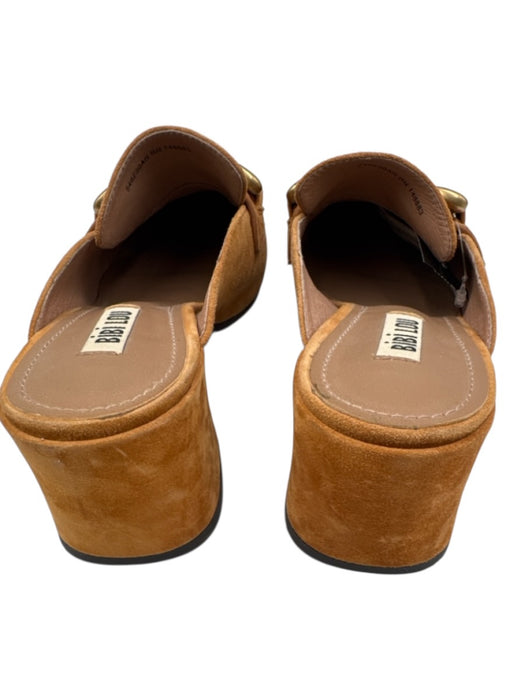 Bibi Lou Shoe Size 37 Beige Brown Leather Suede Gold Horsebit Block Heel Mules Beige Brown / 37