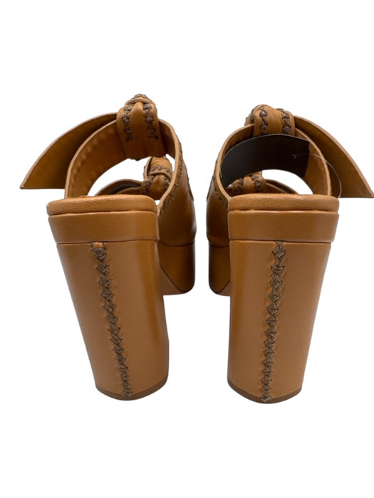 Alexandre Birman Shoe Size 37 Beige Brown Leather Block Heel Bow Detail Pumps Beige Brown / 37