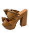 Alexandre Birman Shoe Size 37 Beige Brown Leather Block Heel Bow Detail Pumps Beige Brown / 37