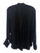Nili Lotan Size L Black Silk Long puff sleeve Split V neckline Top Black / L