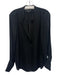 Nili Lotan Size L Black Silk Long puff sleeve Split V neckline Top Black / L