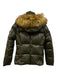 S13 New York Size S Green & Brown Nylon Long Sleeve Puffer Fur Hood Jacket Green & Brown / S
