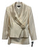 Tahari Size 8 Ecru Cream Wool & Silk Black Rosette Knee Length Skirt Set Ecru Cream / 8