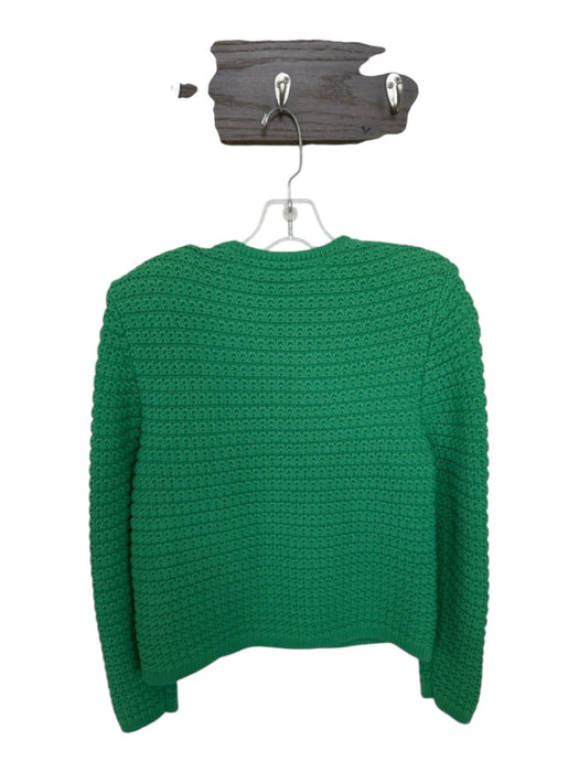BA & SH Size M Kelly Green Cotton Blend Knit Gold Button Detail Pockets Sweater Kelly Green / M