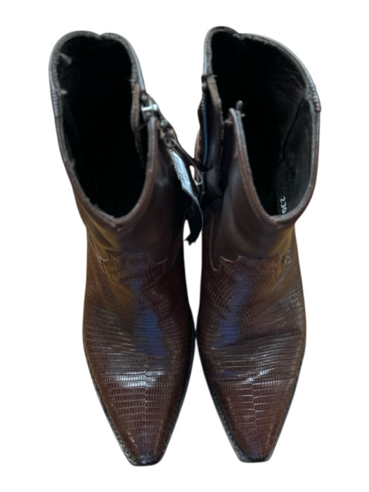 Tecovas Shoe Size 8 Brown Lizard Reptile Heeled Zip Ankle Boot Booties Brown / 8