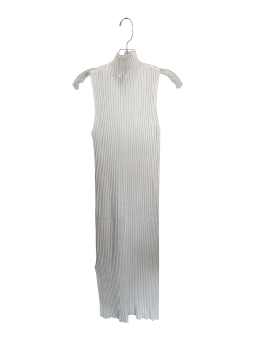 Milio Milano Size M/L Cream Viscose Blend High Neck Side Slit Maxi Ribbed Dress Cream / M/L
