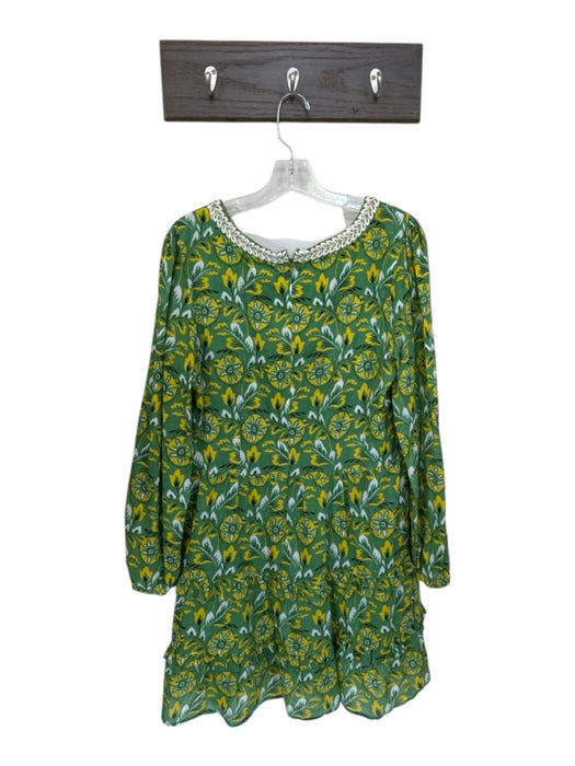 Roller Rabbit Size M Green & Yellow Cotton Mini Long Sleeve Floral Dress Green & Yellow / M