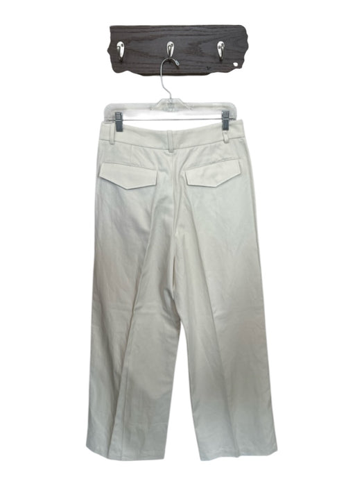 Nili Lotan Size 6 Ivory Cotton Blend Wide Leg Zipper Front Faux Pockets Pants Ivory / 6