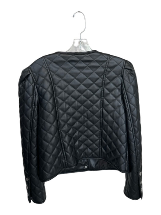 Milly Size 6 Black Polyester Quilted Vegan Leather Accents Silver accent Jacket Black / 6