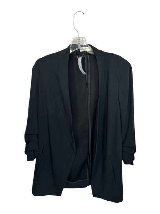 Babaton Size 6 Black Triacetate Blazer Shoulder Pads Half Sleeve Duster Jacket Black / 6