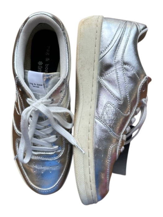 Rag & Bone Shoe Size 39 Metallic Silver Vegan Leather Lace Up Athletic Sneakers Metallic Silver / 39