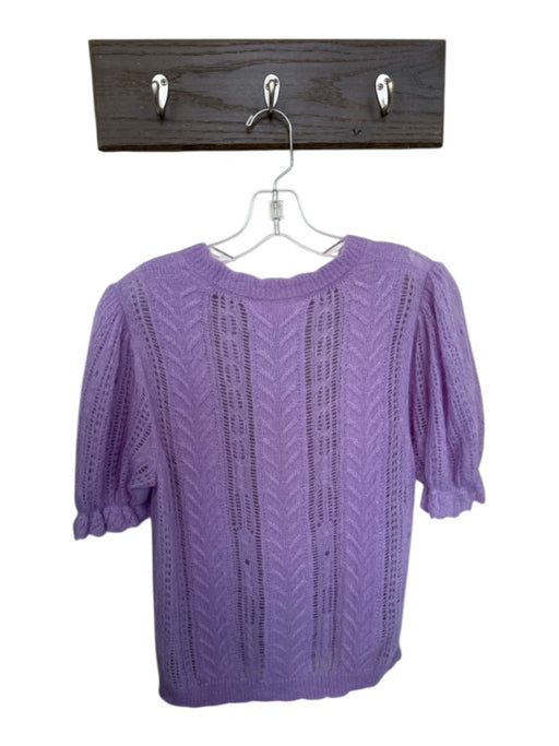 Ulla Johnson Size S Purple Wool Short Sleeve Crochet See Through Sweater Purple / S