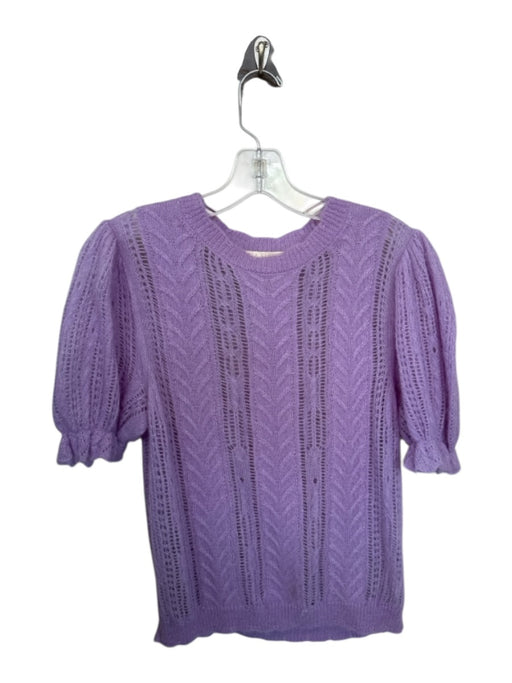 Ulla Johnson Size S Purple Wool Short Sleeve Crochet See Through Sweater Purple / S