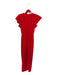 Amanda Uprichard Size S Red Polyester High Slit V Neck Ruffle Short Sleeve Dress Red / S