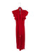 Amanda Uprichard Size S Red Polyester High Slit V Neck Ruffle Short Sleeve Dress Red / S