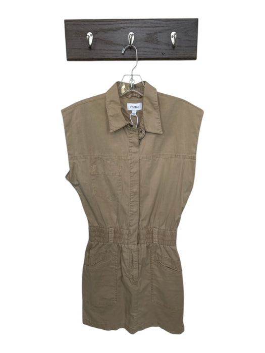 Pistola Size S Khaki Cotton cinch waist Collar Front and Back Pockets Dress Khaki / S