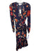 Gilner Farrar Size XS Purple & Multi Viscose Long Sleeve Floral Wrap Midi Dress Purple & Multi / XS