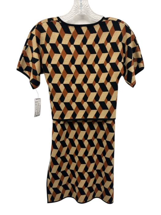 House of Harlow 1960 Size XS Beige, Black & Brown Rayon & Nylon Skirt Set Beige, Black & Brown / XS