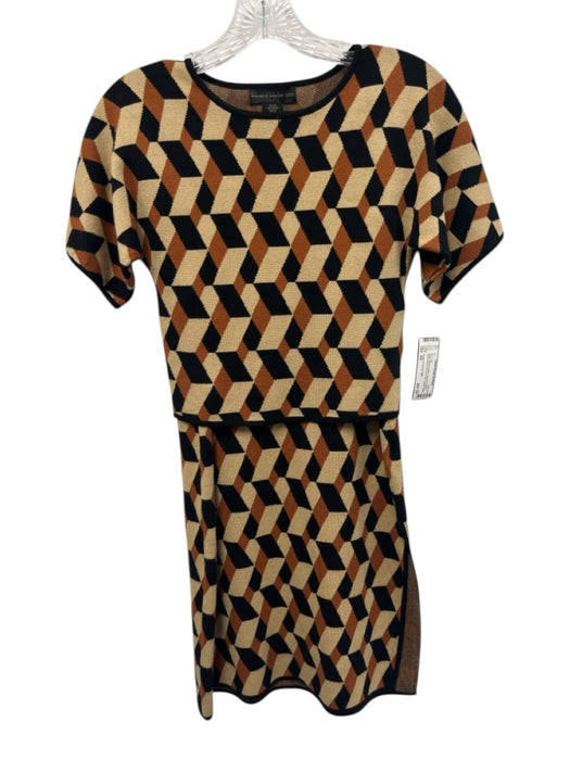 House of Harlow 1960 Size XS Beige, Black & Brown Rayon & Nylon Skirt Set Beige, Black & Brown / XS