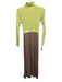 Anthropologie Size XS Lime Green & Taupe Viscose Blend Ribbed Knit Layered Dress Lime Green & Taupe / XS