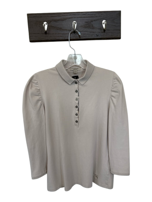 Burberry Brit Size L Tan & black Cotton Blend 3/4 Sleeve Nova Check Detail Top Tan & black / L