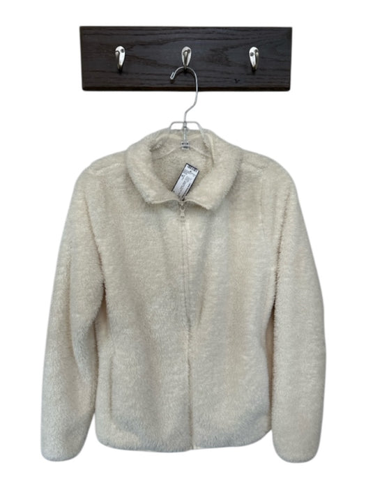 Uni Q Lo Size M Cream Polyester Full Zip Long Sleeve Fuzzy Athletic Jacket Cream / M