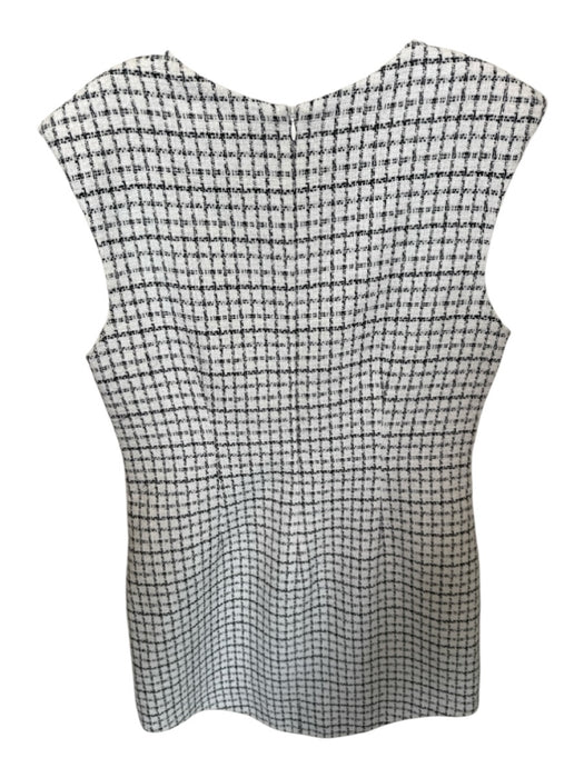 Amanda Uprichard Size L White & Black Polyester Cap Sleeve Tweed Back Zip Dress White & Black / L
