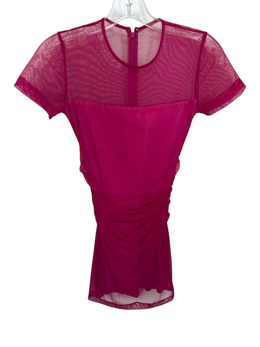 Amanda Uprichard Size XS Magenta Polyester Short Sleeve Gathered Side Mini Dress Magenta / XS