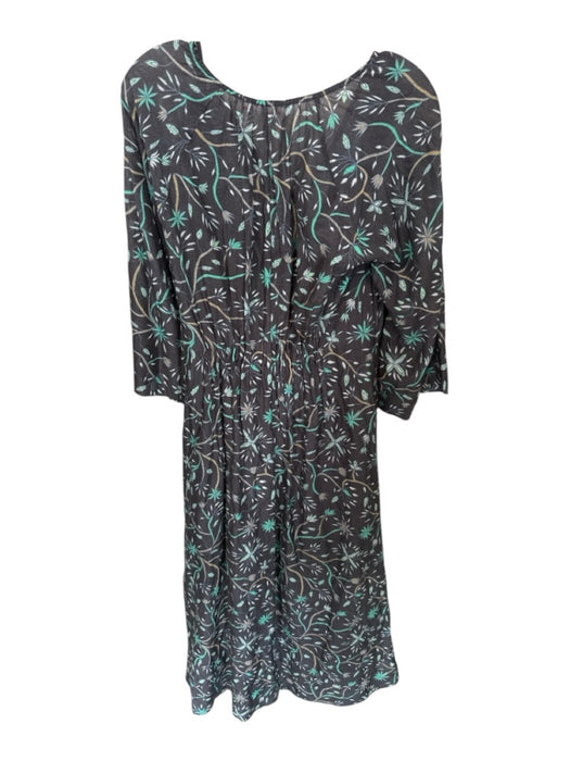 XiRENA Size S gray & green Cotton & Silk Long Balloon Sleeve Botanical Dress gray & green / S
