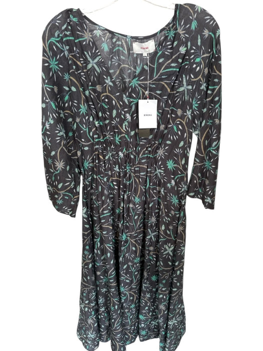 XiRENA Size S gray & green Cotton & Silk Long Balloon Sleeve Botanical Dress gray & green / S