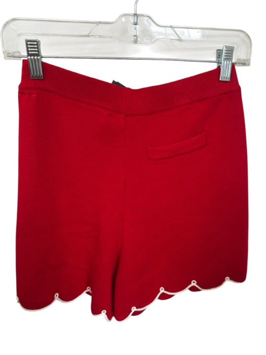 Rachel Antonoff Size S Red & White Cotton Elastic Waist Scallop Detail Skort Red & White / S