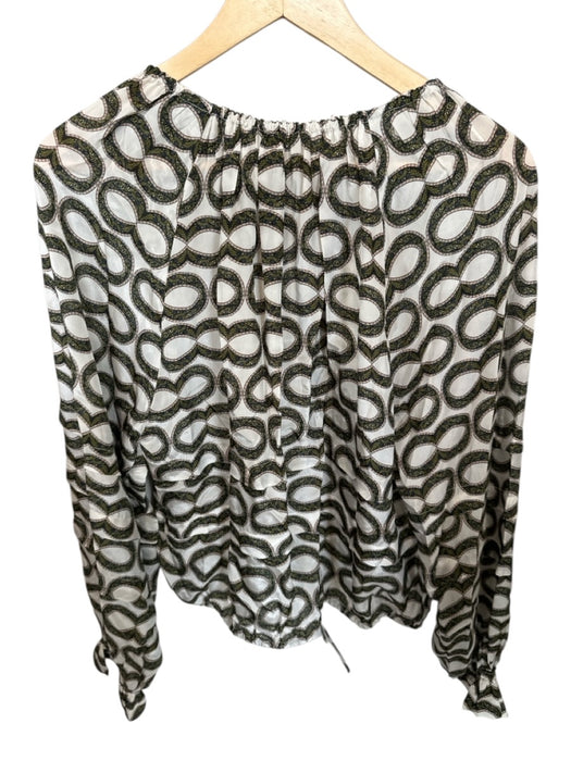 Marie Oliver Size L Green & Peach Viscose Long Balloon Sleeve Infinity Top Green & Peach / L
