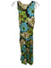 Ganni Size 34 Green & Blue Polyamid Sleeveless Drawstring Flowers slit Dress Green & Blue / 34