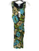 Ganni Size 34 Green & Blue Polyamid Sleeveless Drawstring Flowers slit Dress Green & Blue / 34