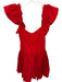 Love The Label Size XS Red Cotton Blend Flutter Sleeves Lace Trim Mini Dress Red / XS